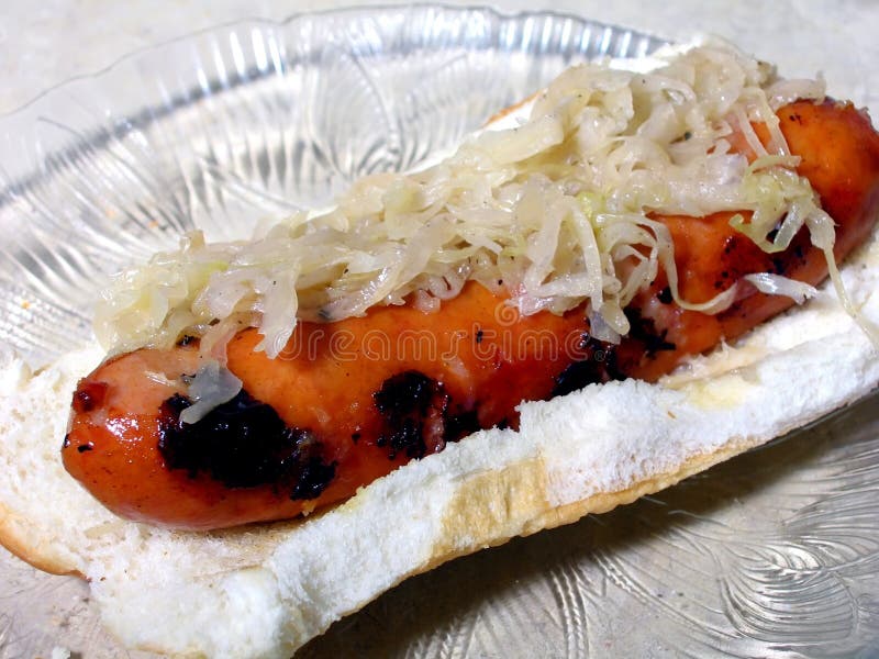Hot Dog and Sauerkraut stock image. Image of beef, weiner 83541