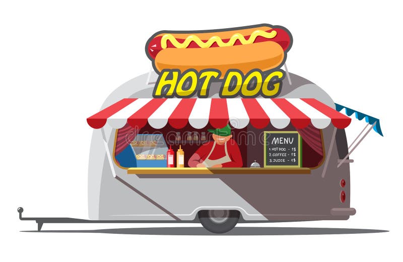 Hot dog trailer. Fast food. . Vector illustration stock illustration Hot dog trailer. Fast food. . Vector illustration stock illustration