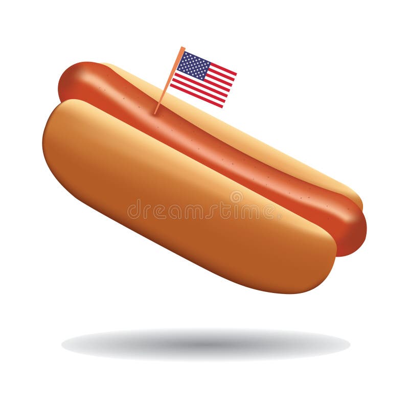 Hot Dog with Usa Flag. Vector Illustration Decorative Design Stock