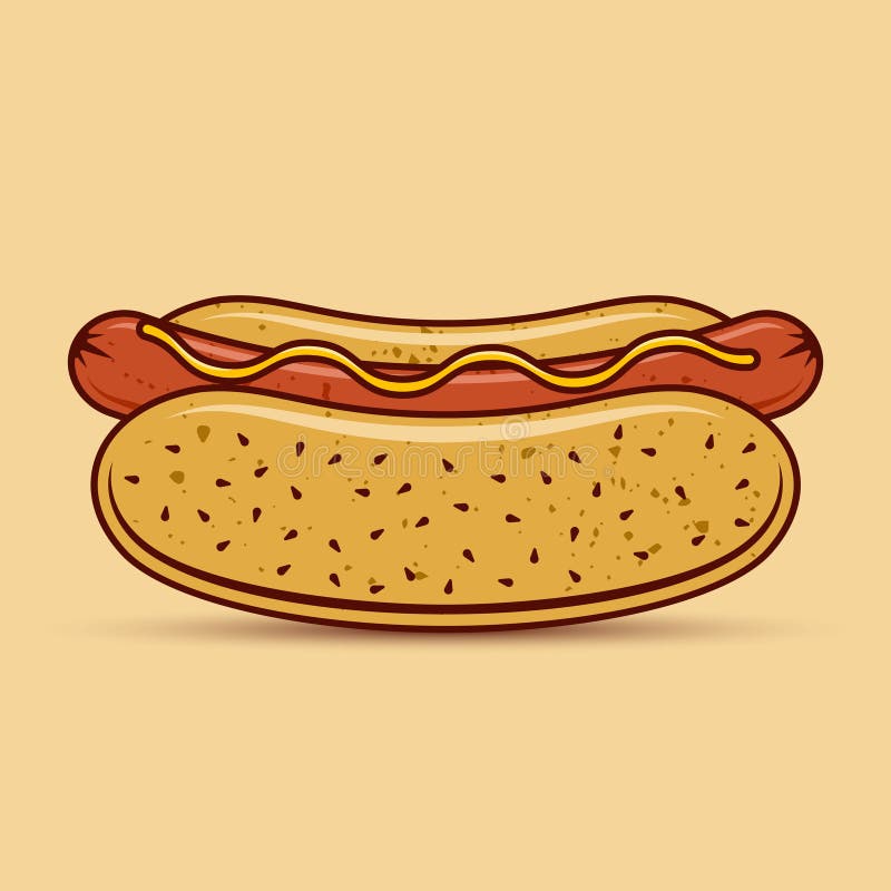 Hot Dog Vector Colored Illustration in Cartoon Style, Fast Food Graphic ...