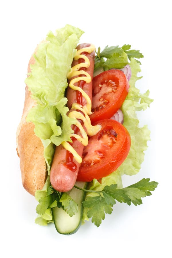 Hot dog with vegetables stock photo. Image of fast, edible 8136550