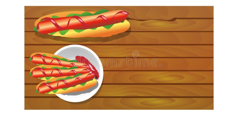Hot dog z kiełbasami na desce, tło dla twój pracy ilustracja wektor Hot dog z kiełbasami na desce, tło dla twój pracy ilustracja wektor