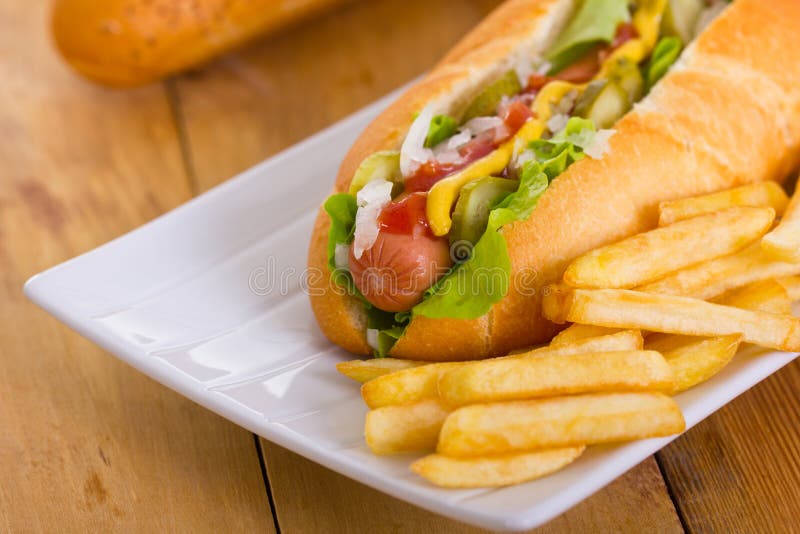 Hot dogs in the bun with stock photo. Image of horizontal 38377812