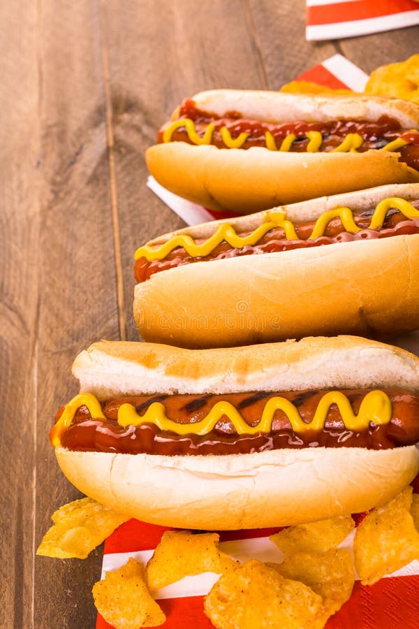 Hot dogs stock photo. Image of potato, salty, chips, small - 57159170