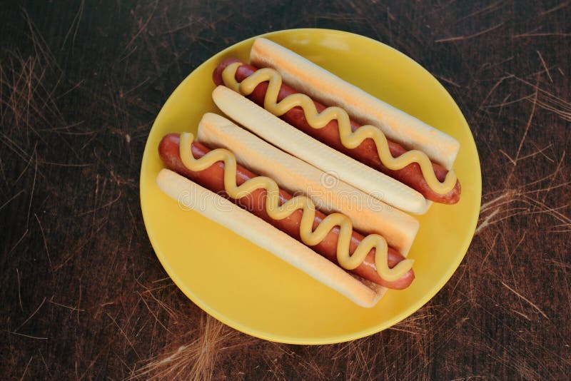 Hot dogs on plate stock photo. Image of background, sausage 29643612