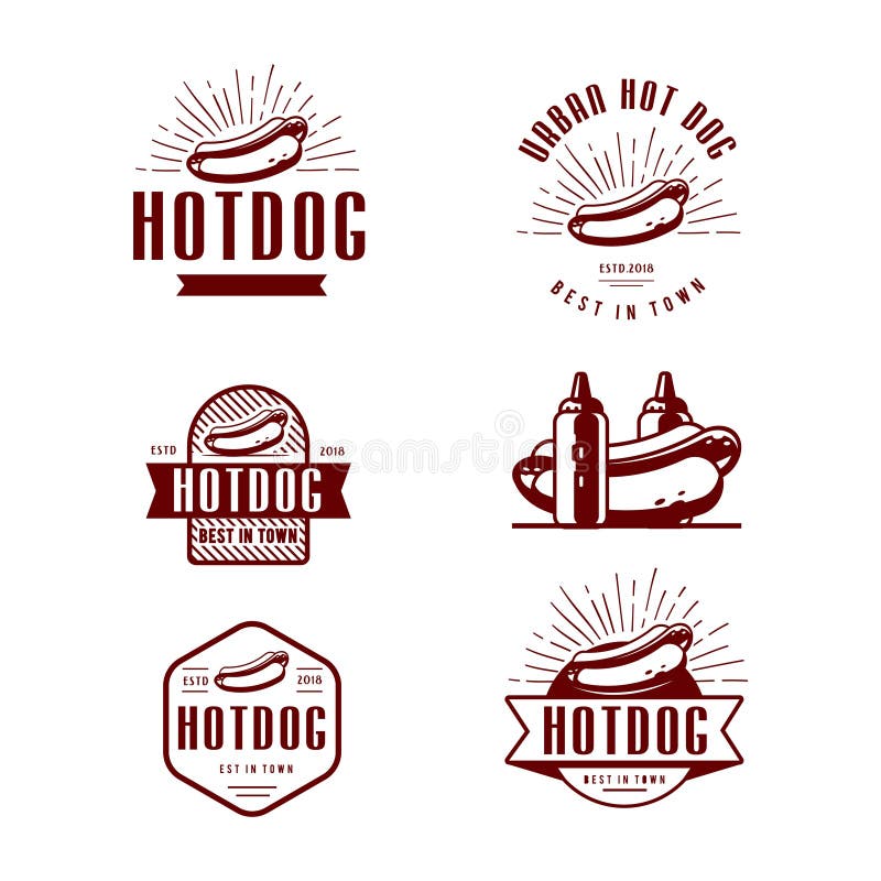 Retro Hot Dog Logo Fast Food Badge Illustration Vector Vintage