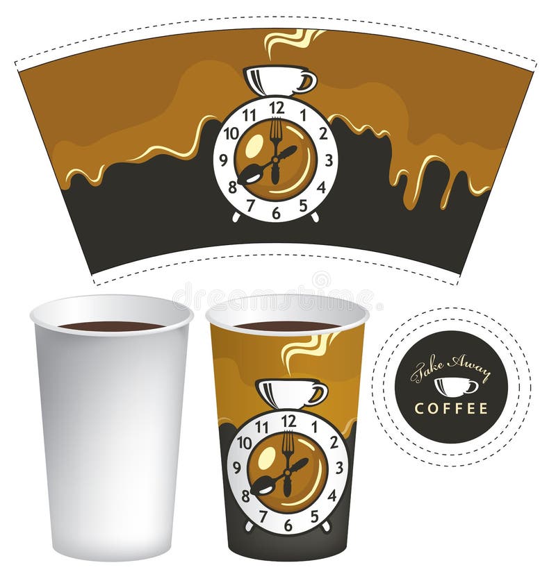 Hot Drink Paper Cup Template with Flowing Liquid Stock Vector ...