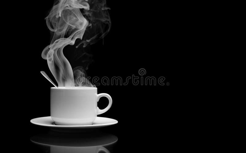Cup of hot drink with steam over black background. Warm steam stock images, royalty-free photos and pictures