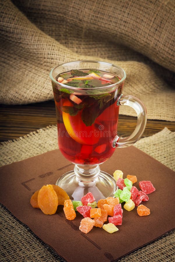 Hot drinks, red tea, mint stock photo. Image of orange 47786940