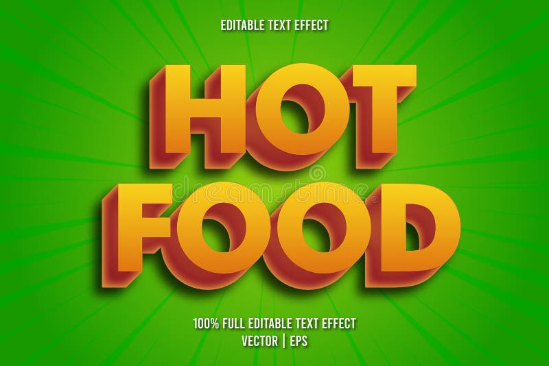 Hot Food Editable Text Effect Comic Style Stock Vector Illustration of typography, headline