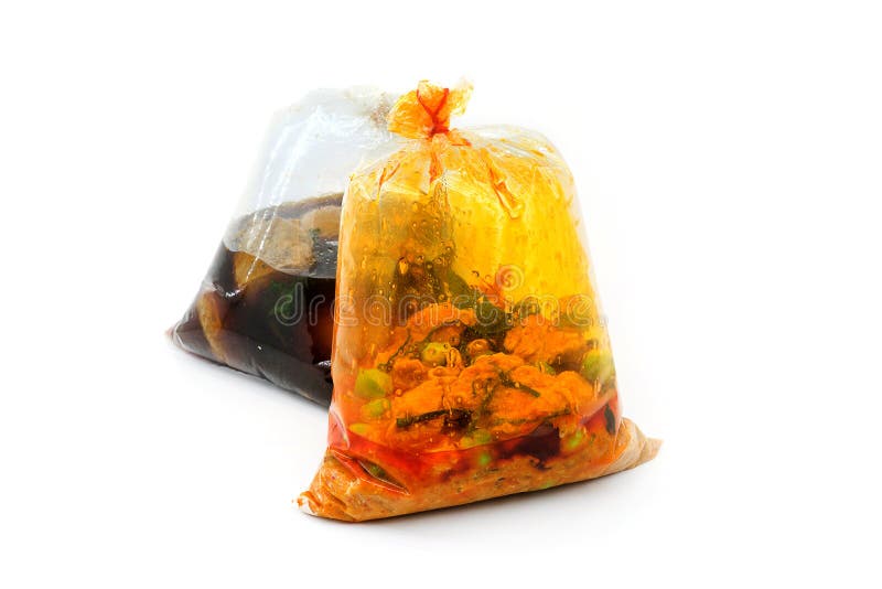 Hot food in plastic bags stock image. Image of city, garbage 75270421