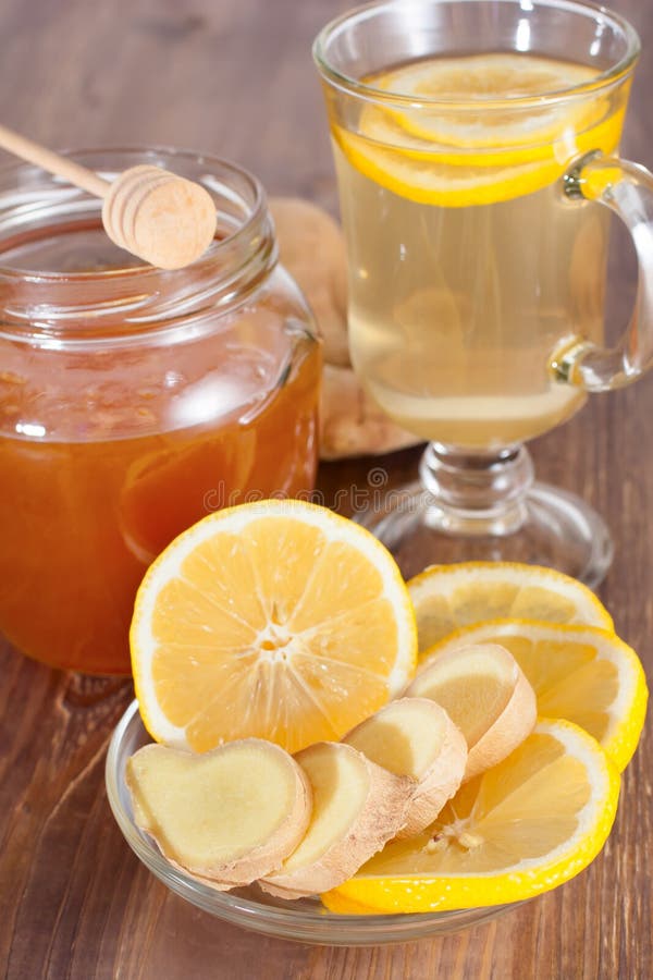Lemon, Garlic and Jar of Honey Stock Image Image of basket