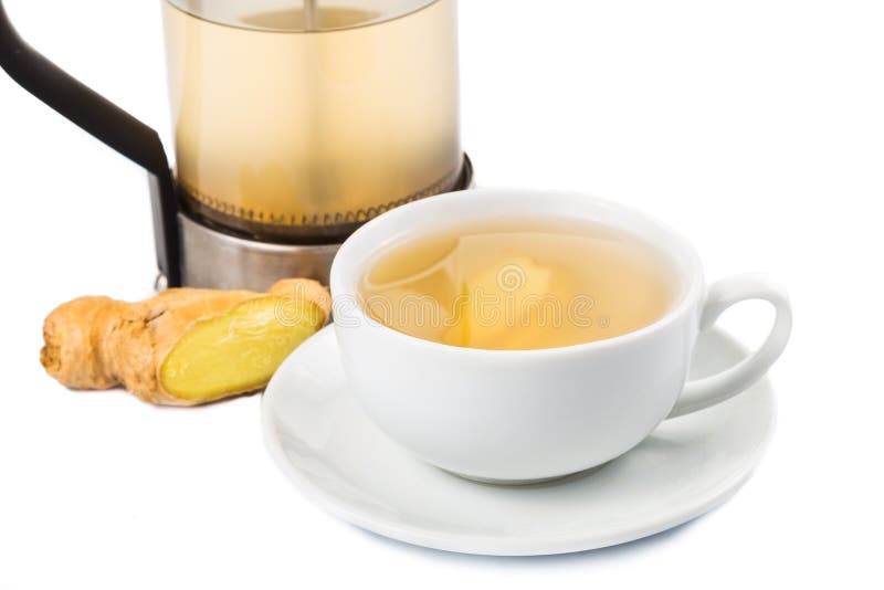 Hot Ginger Tea in a Cup and Filter Jar Stock Photo Image of medicine