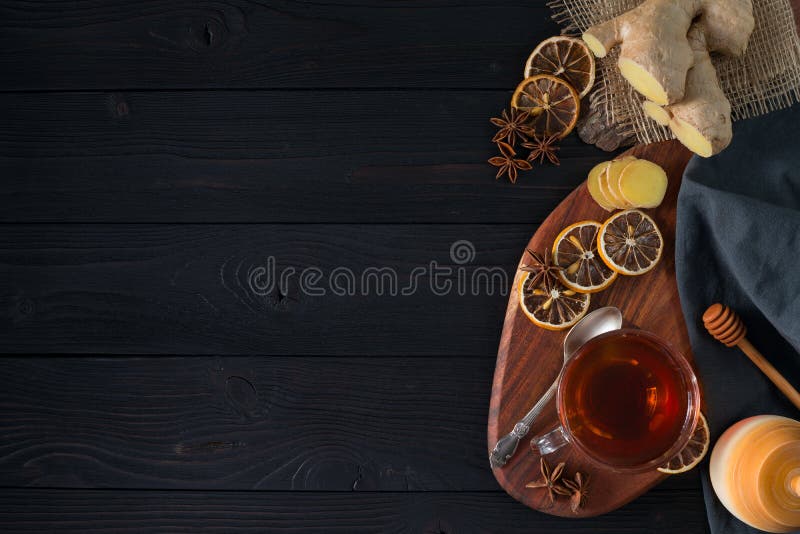 Hot ginger tea with lemon and honey stock photos Hot ginger tea with lemon and honey stock photos