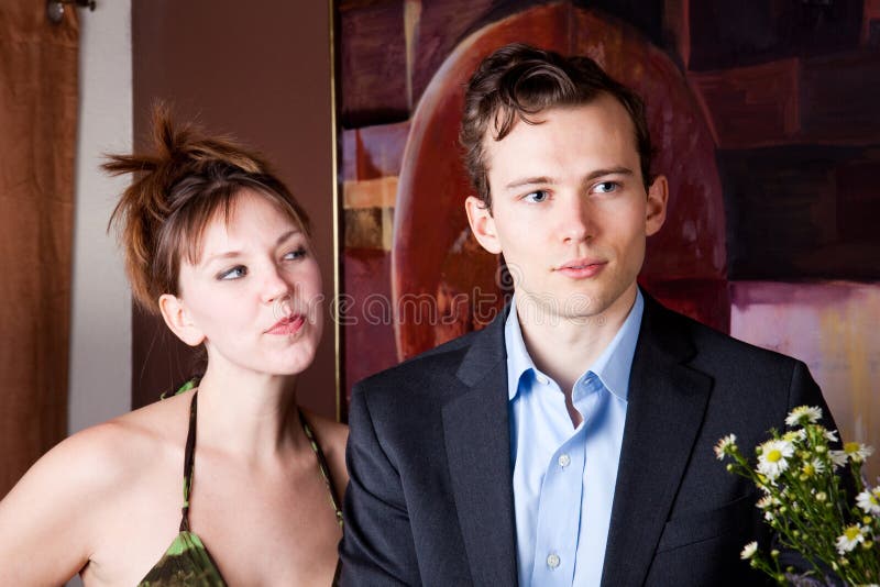 Hot girl approaches guy royalty free stock image