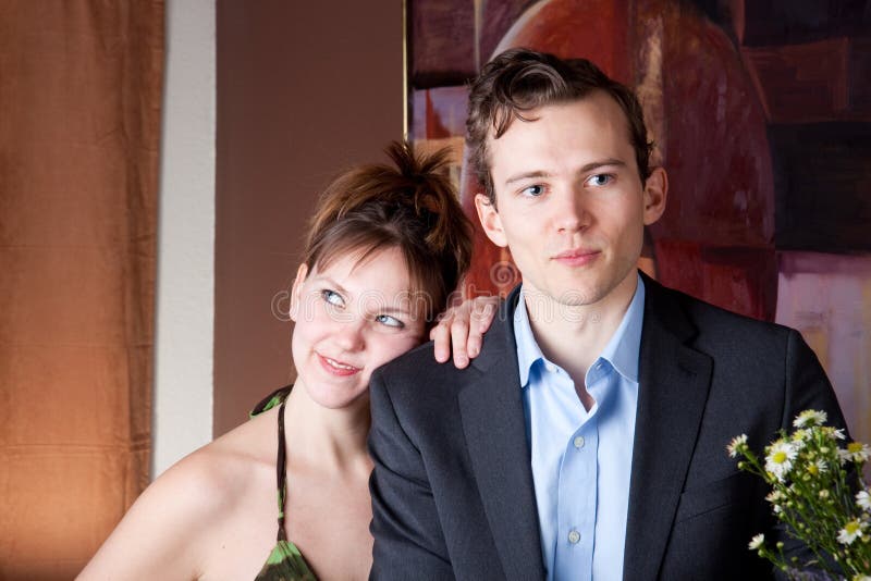 Hot girl approaches guy royalty free stock image