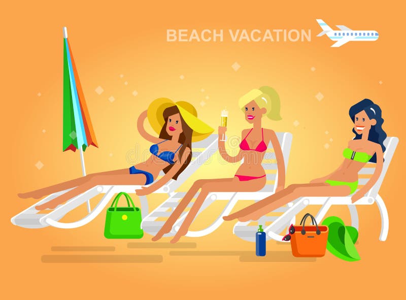 Hot Girl On A Beach Vector Illustration Stock Vector Illustration Of Background Summer 71643045