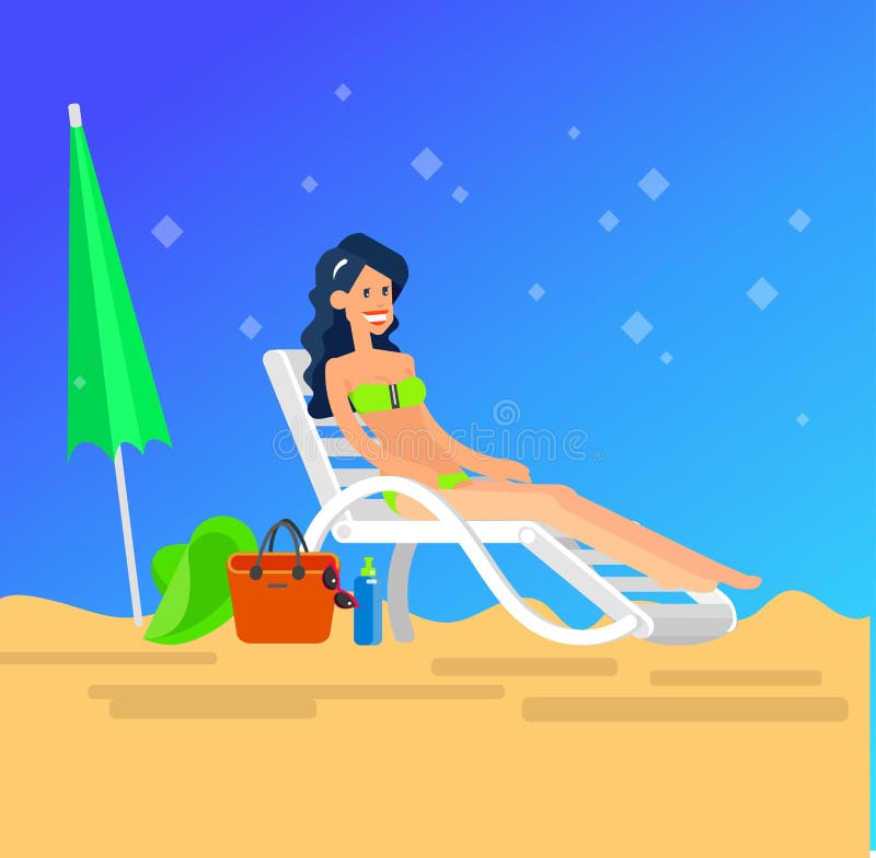 Hot Girl On A Beach Vector Illustration Stock Vector Illustration Of Sunlight Journey 72141583