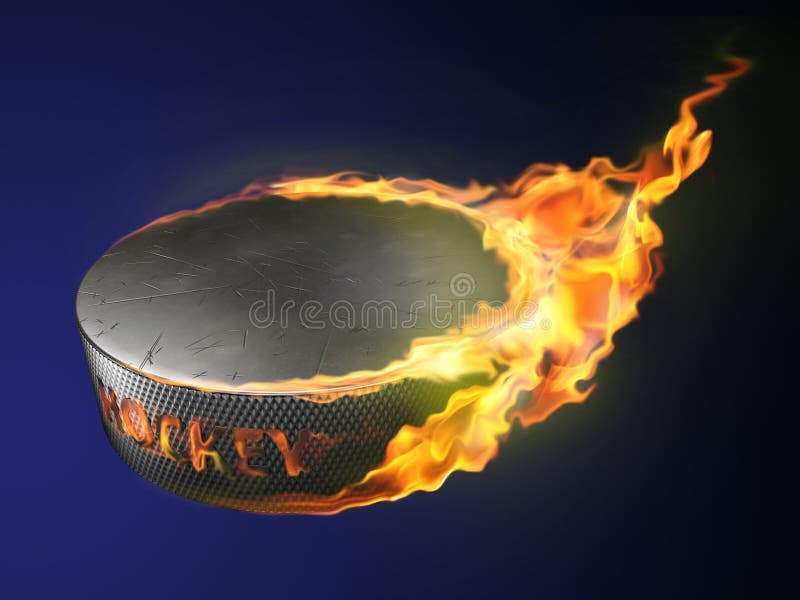 Realistic Ice Hockey Puck In Fire. Burning Hockey Puck On Transparent  Background. Vector #2683147