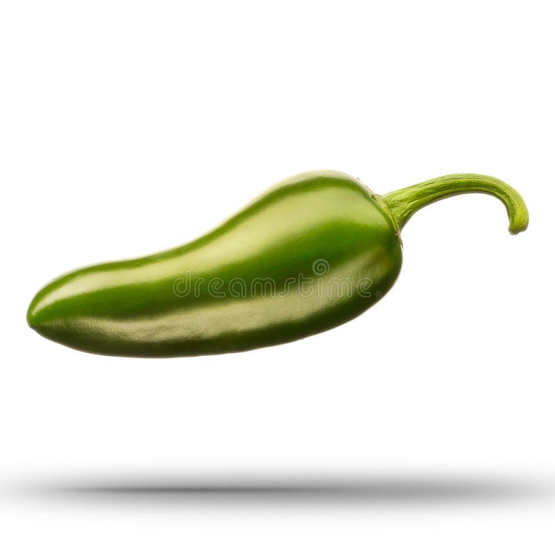 Hot Green Chili or Chilli Pepper Isolated on White Background Stock