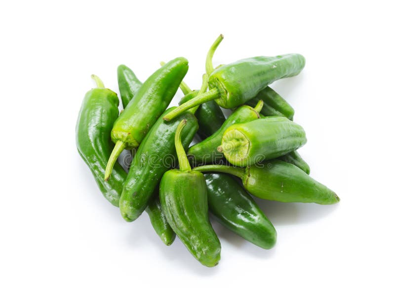 Hot Green Peppers Isolated on White. Stock Image Image of chilli