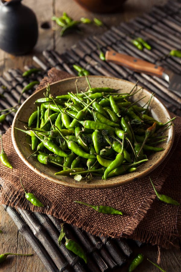 Hot Green Thai Chili Pepper Stock Photo Image of salsa, natural 66112030