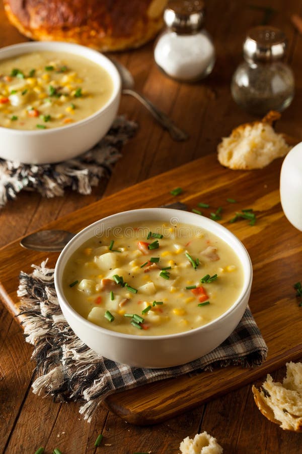 Hot Homemade Corn Chowder stock photo. Image of chowder - 61351074