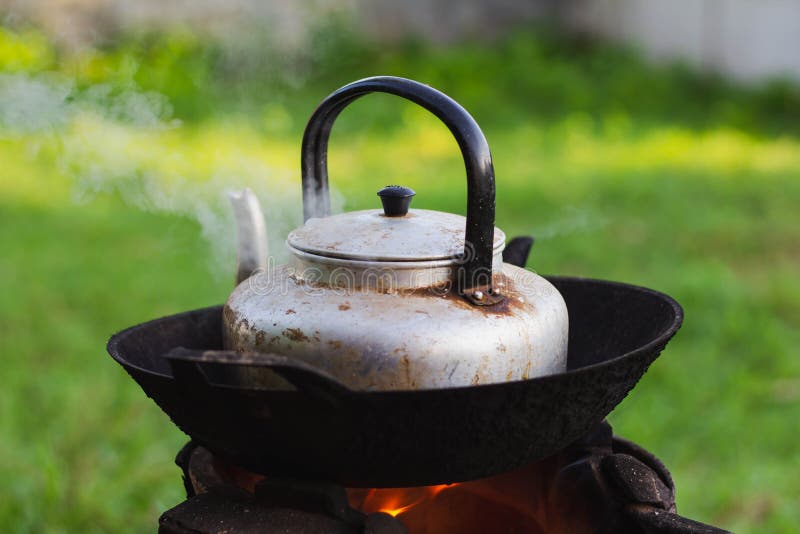 Hot Kettle on the Stove. Hot Water Kettle Stock Photo Image of flowed