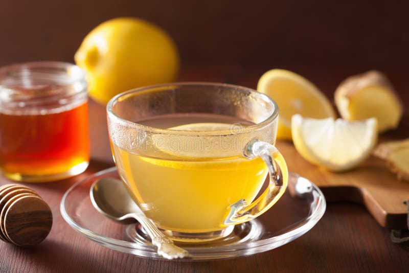 Hot Lemon Ginger Tea in Glass Cup Stock Image Image of scented
