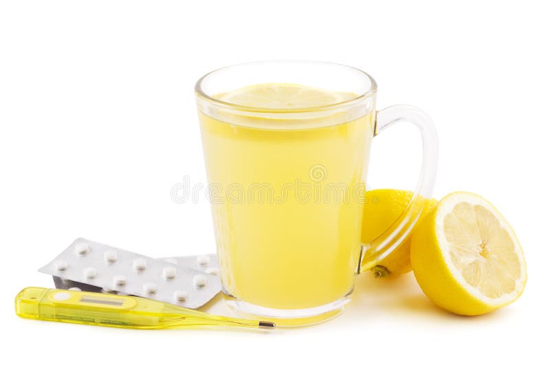 Hot lemon home remedy stock photo