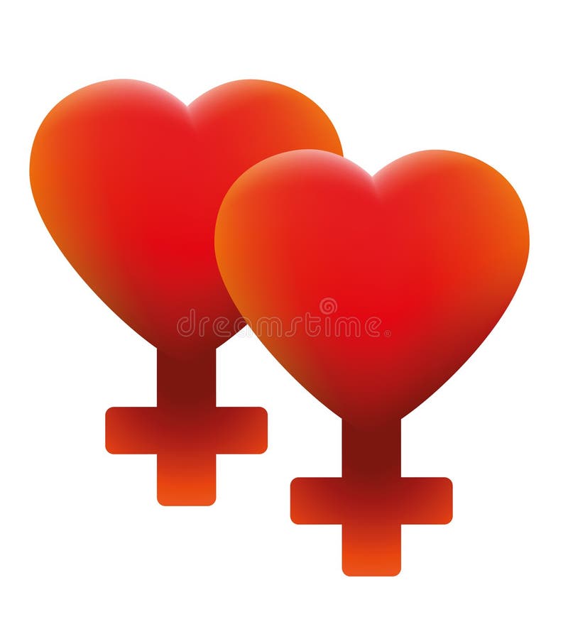 Lesbian Love In Cartoon Version Isolated Stock Illustration