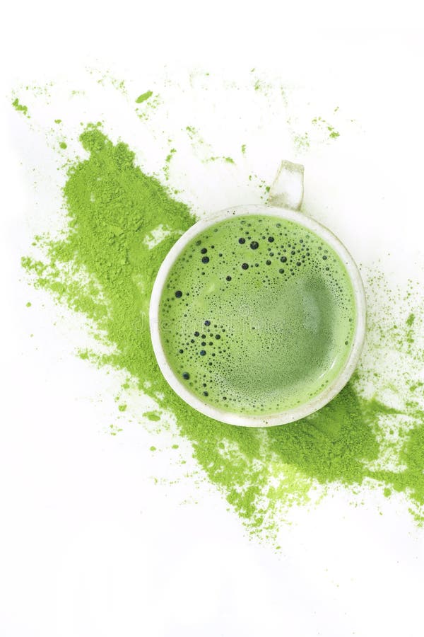 Hot Matcha Green Tea in a Cup on a White Background Stock Photo Image of beverage, background