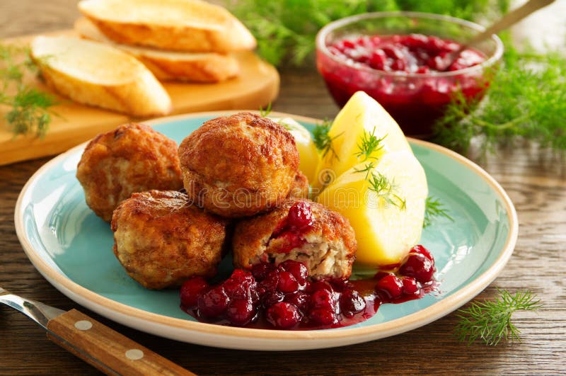 Hot Meatballs with Boiled Potatoes Stock Image Image of potatoes