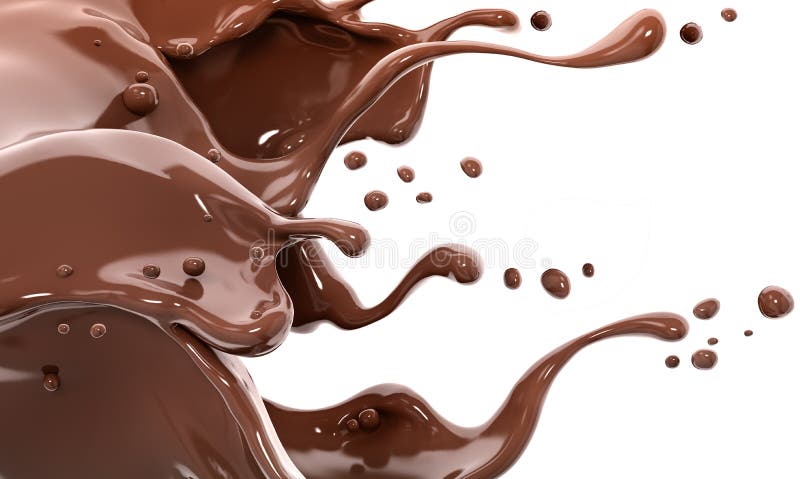 Hot melted milk chocolate sauce or syrup, pouring chocolate wave or flow splash, cocoa drink or cream, abstract dessert background