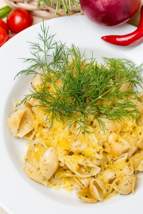 Hot Pasta with Garnish on Plate Stock Image Image of cooking, gourmet