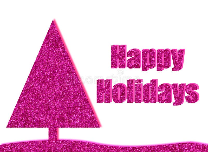 Hot Pink Christmas Tree Background with Glitter Stock Illustration