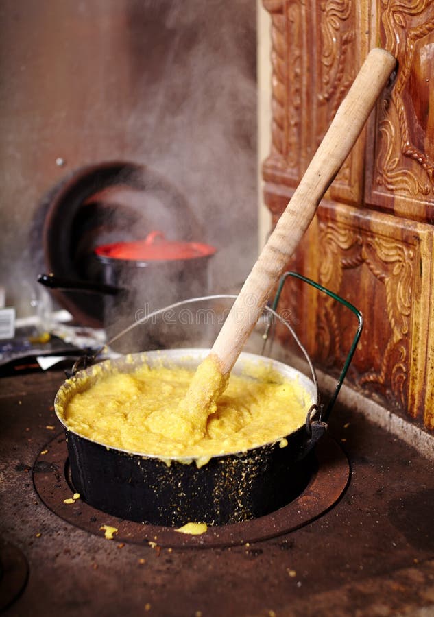 Hot polenta cooking stock image. Image of corn, rustic 37718195