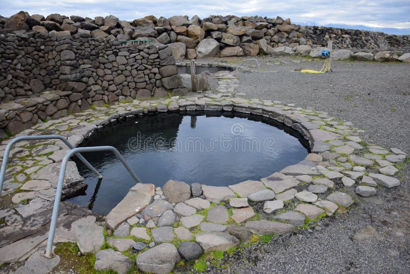 The Hot Pot Grettislaug on Peninsula Skagi in Iceland Stock Image