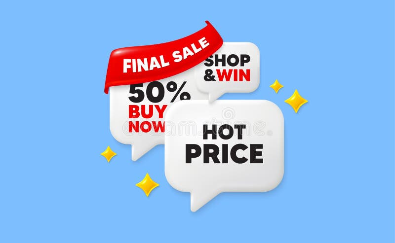 Hot Price tag. Special offer sale sign. Ribbon speech bubbles. Vector stock illustration