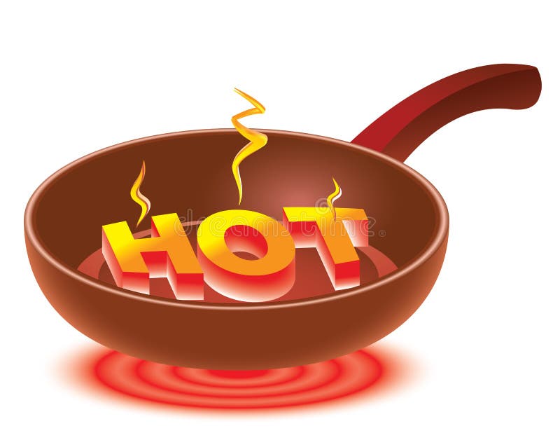 HOT on redhot frying pan stock vector. Illustration of cooking 19156014
