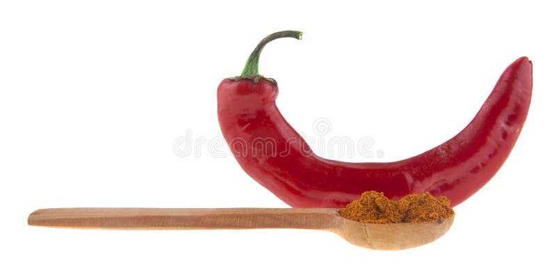 Ground Hot Red Pepper Isolated on White Background Stock Photo Image