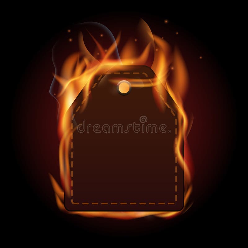 Hot Retail Sale Price Tag Burning Mockup Stock Illustration 