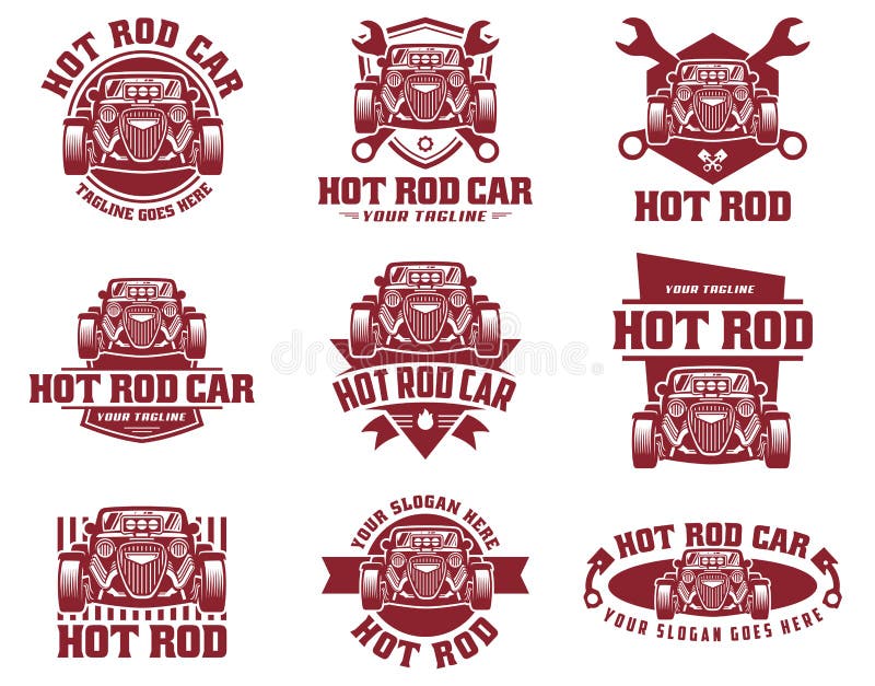 Hot Rod car logo, HotRod vector emblem, Vector Hot Rod car logo