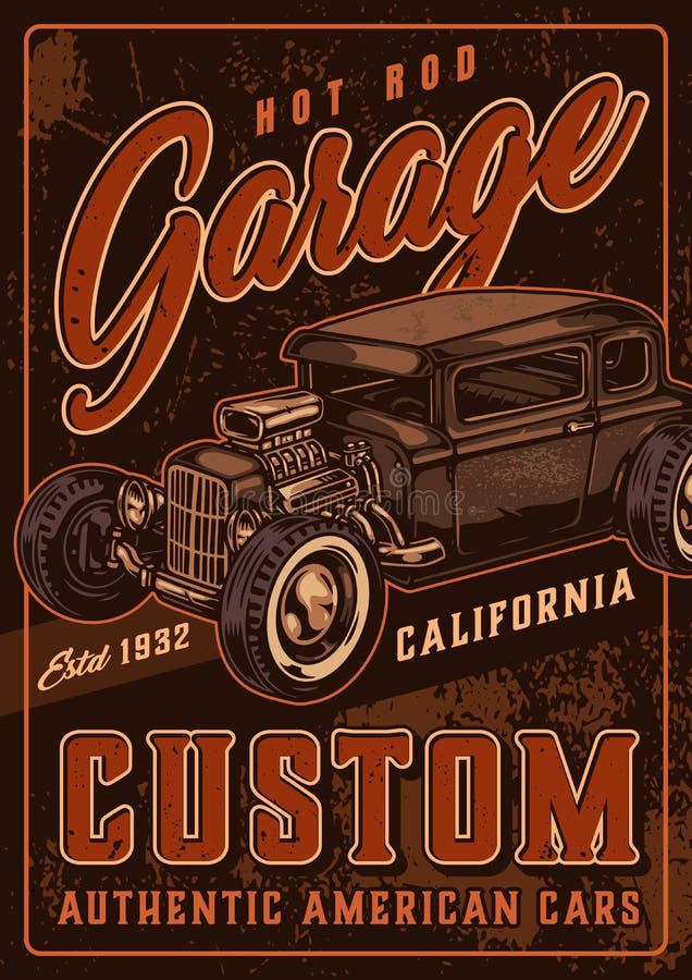 Hot rod custom garage vintage poster