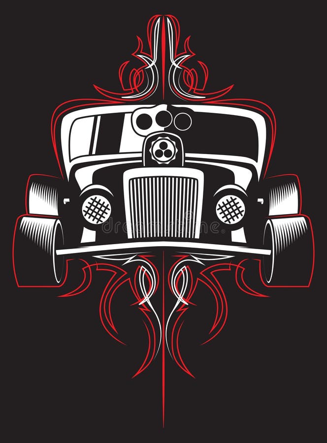 Hot rod. Retro car. pinstripes. vector