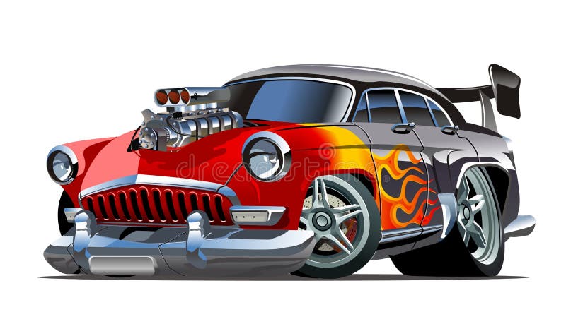 Hot rod retro dos desenhos animados ilustração stock Hot rod retro dos desenhos animados ilustração stock