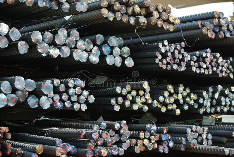 Hot rolled deformed steel bars a.k.a. steel reinforcement bar royalty free stock image Hot rolled deformed steel bars a.k.a. steel reinforcement bar royalty free stock image