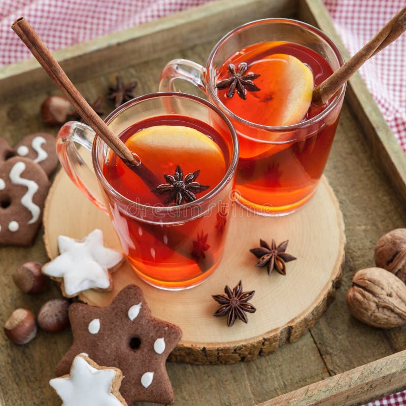 Hot rum punch with apple stock image. Image of hazelnuts 62539205