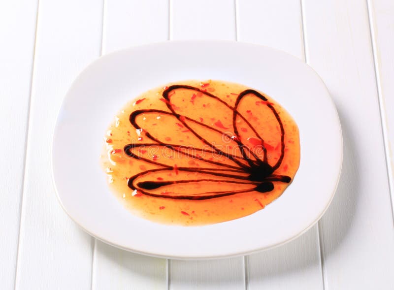 Hot Sauce and Balsamic Vinegar Stock Photo Image of plate, balsamic
