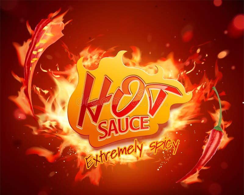 Hot sauce with burning fire